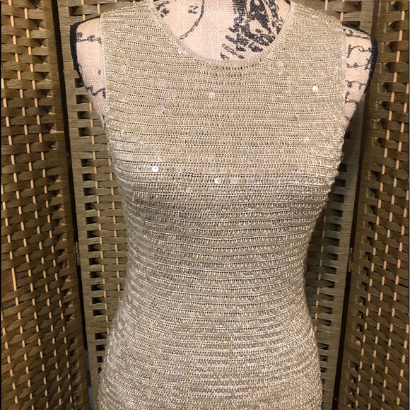 INC Gold Sequined Tank Top. Tagged size large. Closer to a medium/large. - Picture 1 of 6